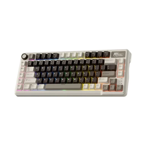 ROYAL KLUDGE RK L75 Tri-Mode Hot-Swappable Wireless Mechanical Gaming Keyboard – Mocha Grey