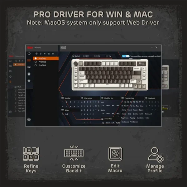 ROYAL KLUDGE RK L75 Tri-Mode Hot-Swappable Wireless Mechanical Gaming Keyboard – Knight Black